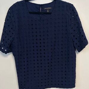Banana Republic Midnight Blue Textured Blouse